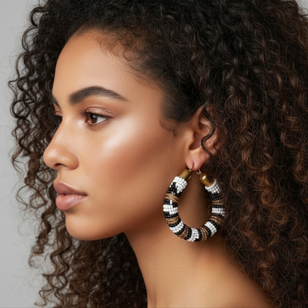 Handmade Multicolored beaded dangle  earrings